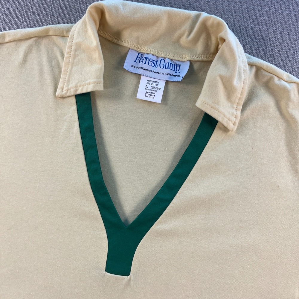 Forrest Gump Movie Promo Polo Shirt Mens Large Yellow Green V-Neck GUM6020AD